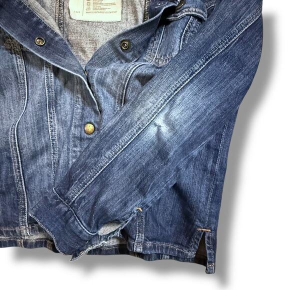 Current/Elliott Denim Trucker Jacket Womens Blue Faded Distressed Western Sz 1/S - Picture 9 of 10